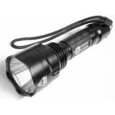 Мощный профессиональный ультрафиолетовый фонарь в алюминиевом корпусе черного цвета