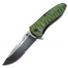 Зеленый складной нож Ganzo G622-G-5S с рифленой рукоятью